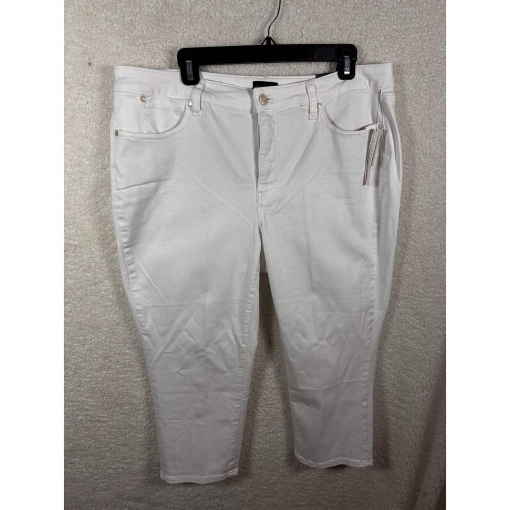 Talbots Straight Leg Crop Jeans Womens 16WP White NWT Plus Petite Denim 54649255